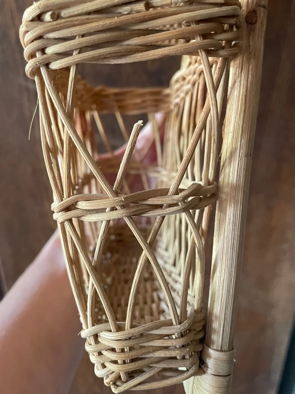 Vintage Wicker Wall Hanging Storage Basket Shelf – 3 Tier Rattan Organizer